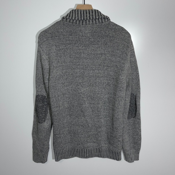 Citizen Wolf Chunky Knit Cardigan Elbow Patches Button Down Gray Size Large - Picture 5 of 8